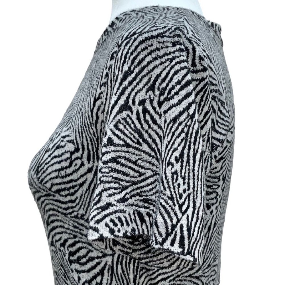 CLUB MONACO Zebra Print Top Black White Knit - Picture 3 of 10
